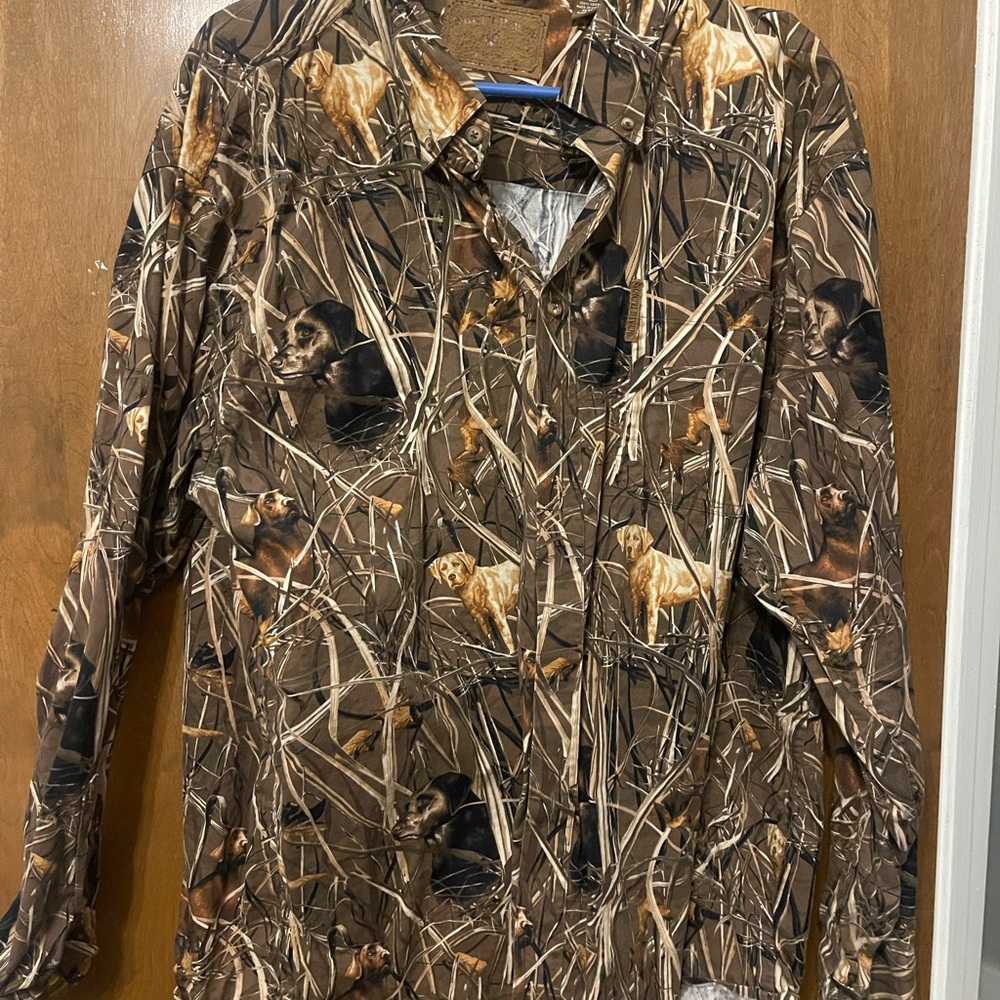 North River Outfitters Men's Camouflage Hunting Shirt with Dog Print
